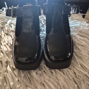 Steve Madden Glossy Black Womens Platform Shoes